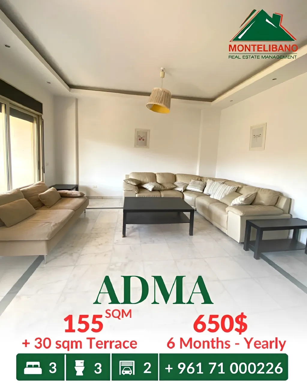 Apartment for rent in Adma w Dafnah, Lebanon