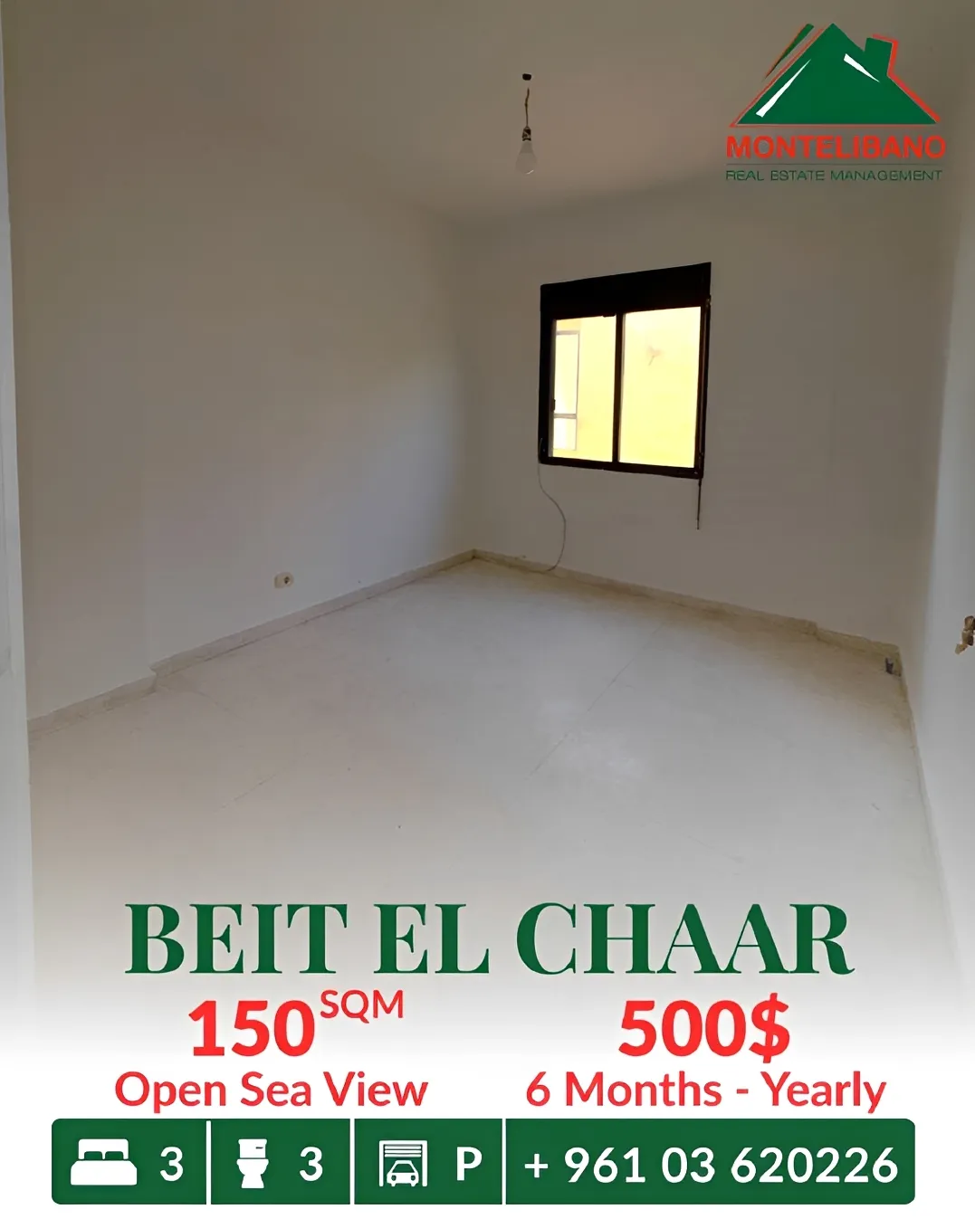 Apartment for rent in Beit El Chaar