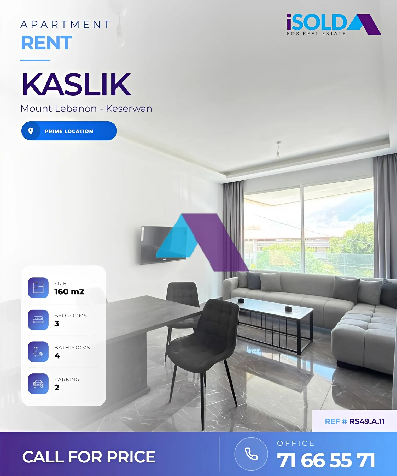 Apartment for rent in Kaslik