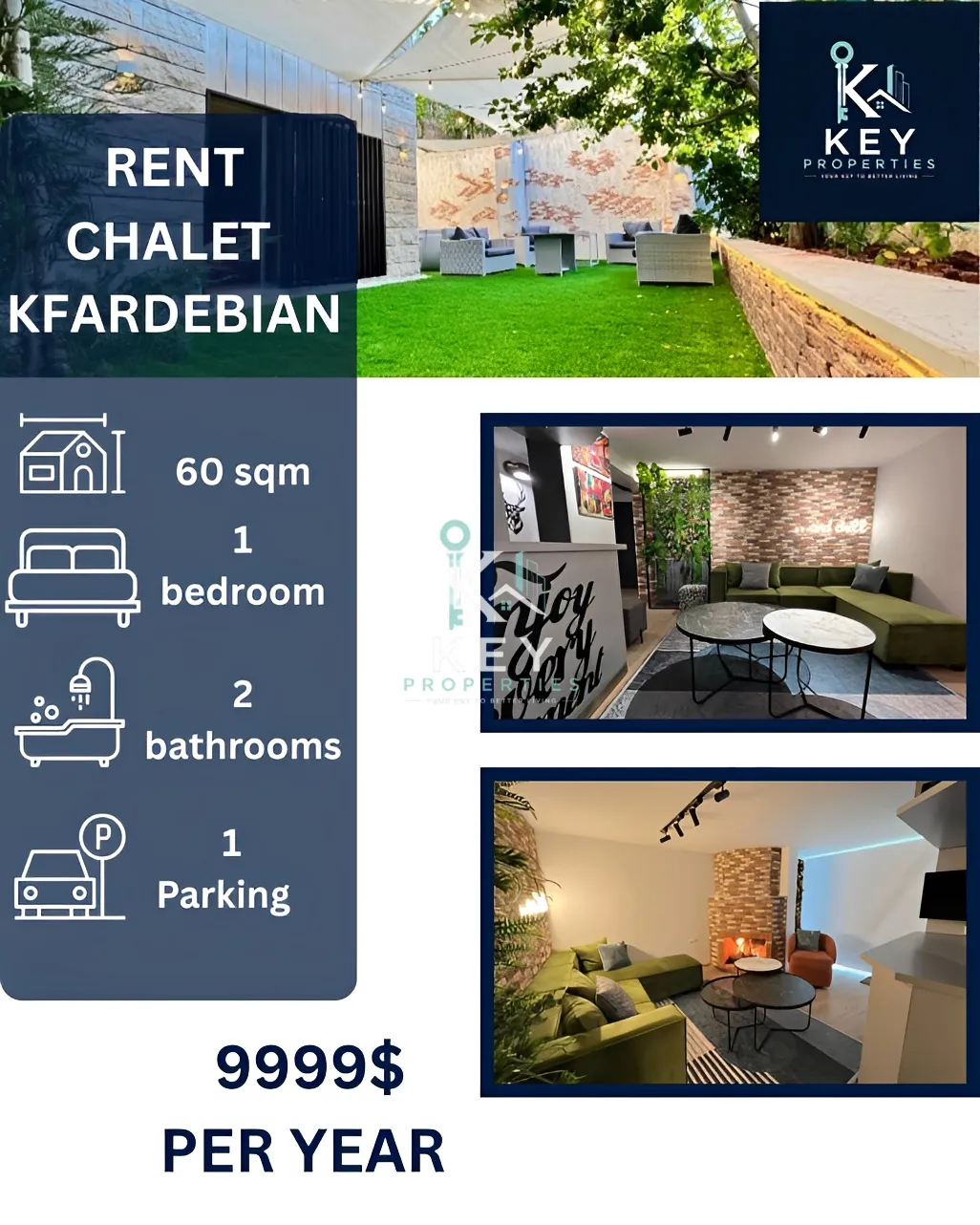 Chalet for rent in Kfardebian, Lebanon - 1 bed, 2 bath
