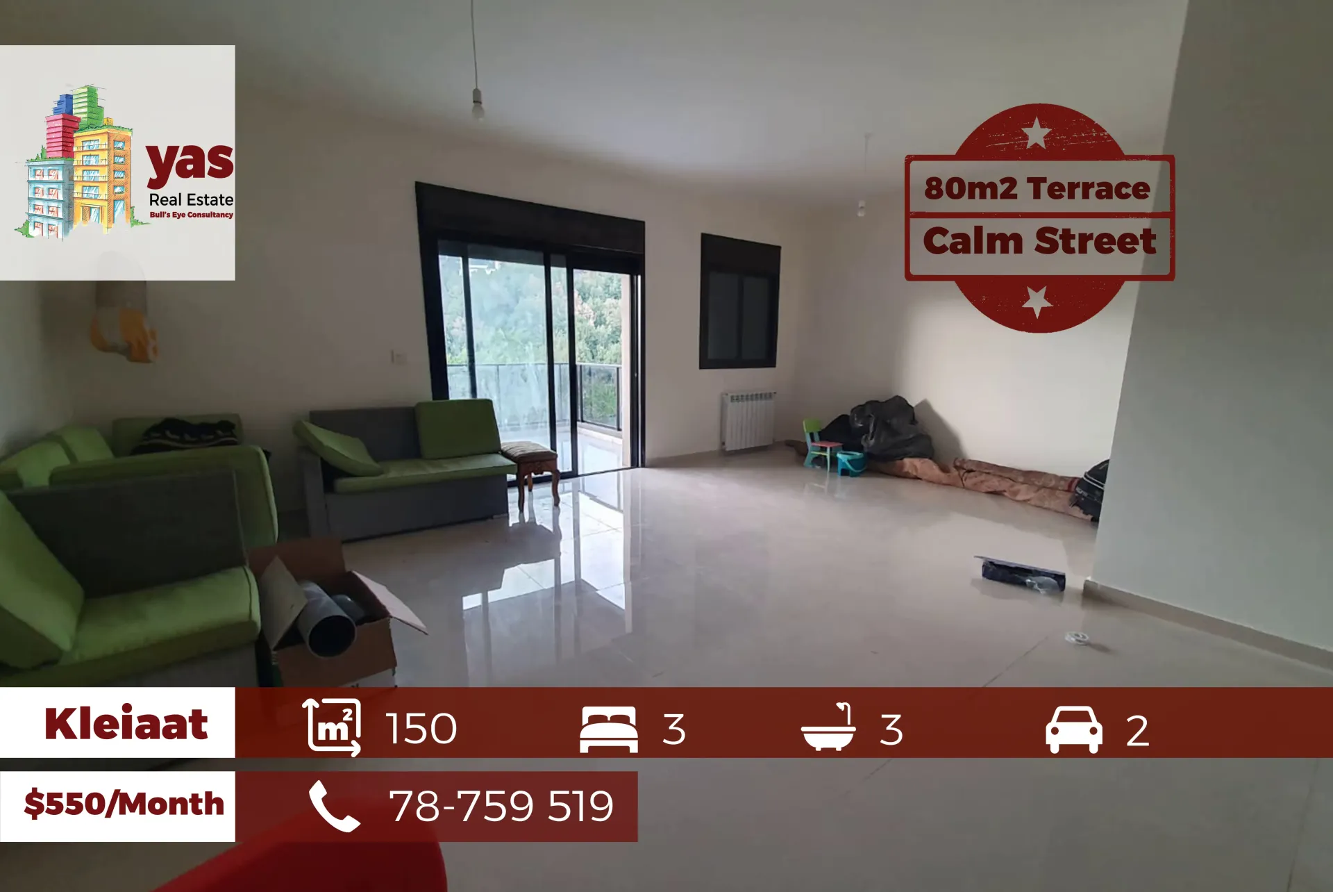 Apartment for Rent in Qleiat - 3 bed, 3 bath