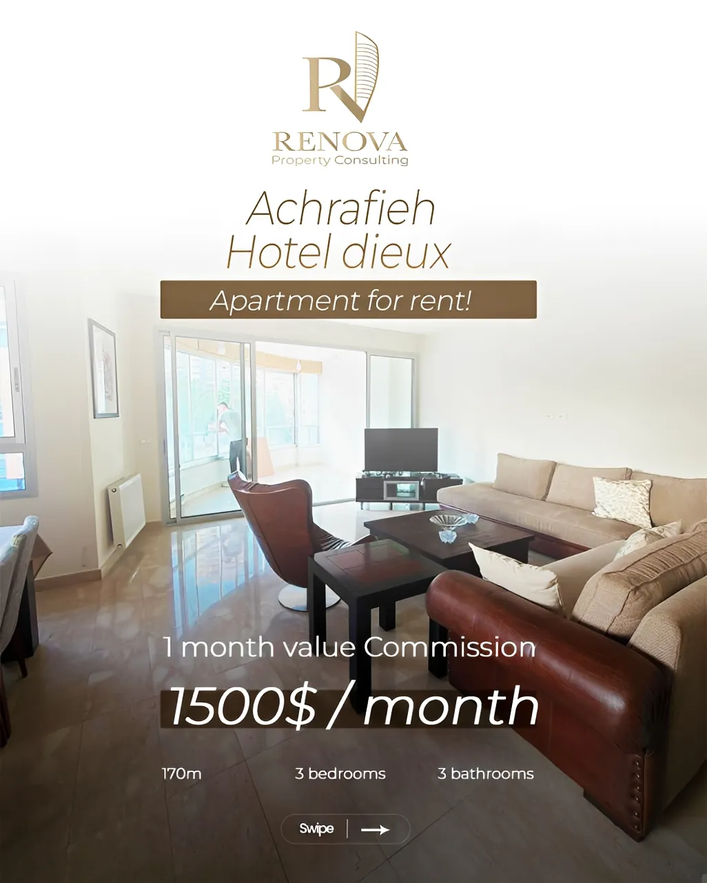 Apartment for rent in Achrafieh