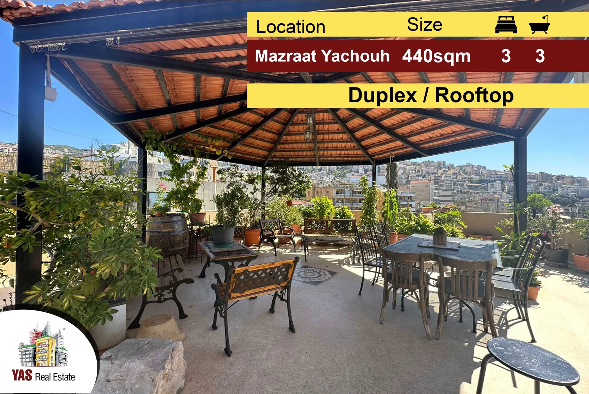 Apartment for Sale in Mazraat Yachou - 3 bed, 3 bath